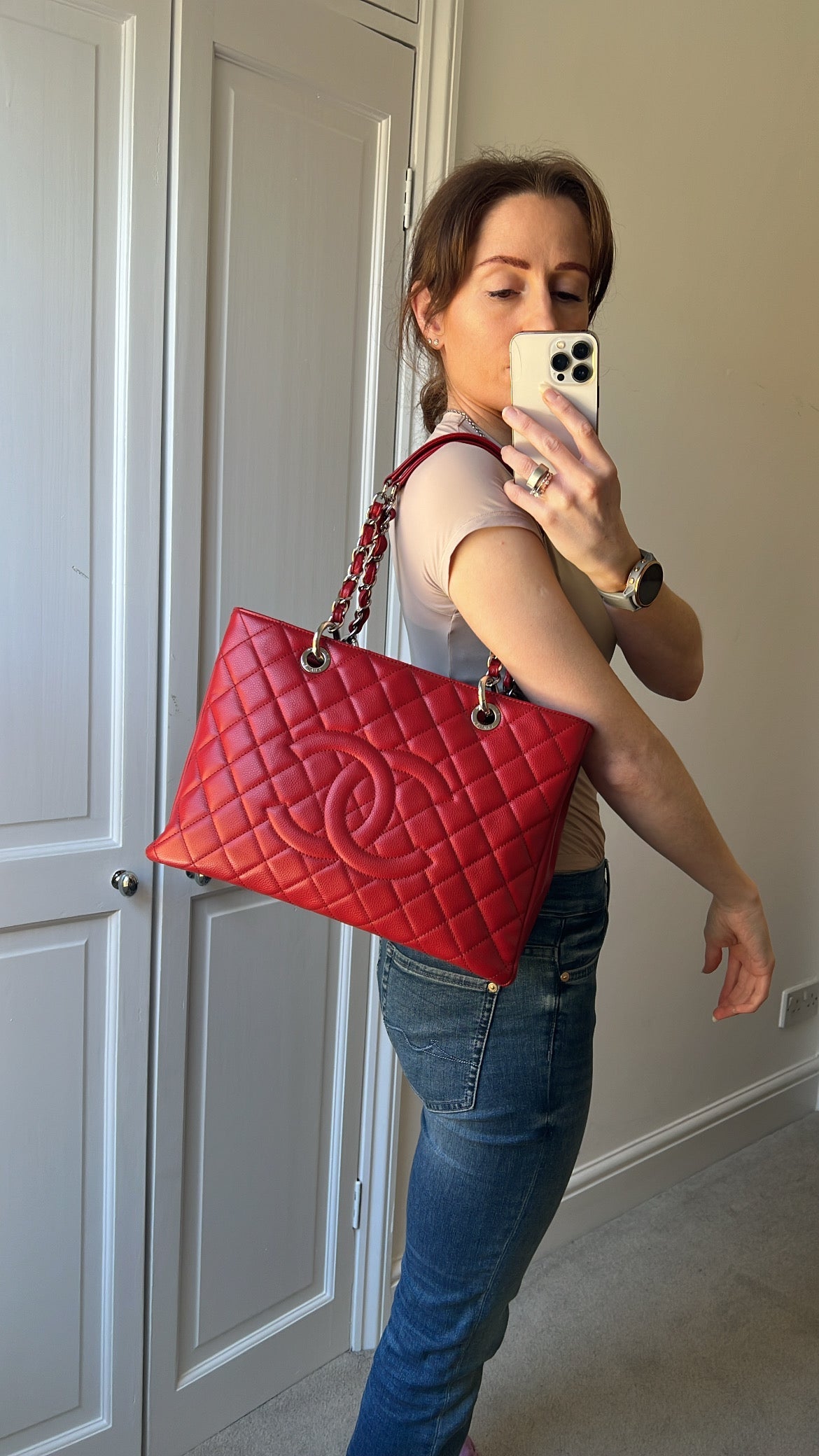 Chanel Red Caviar Grand Shopper Tote (GST)