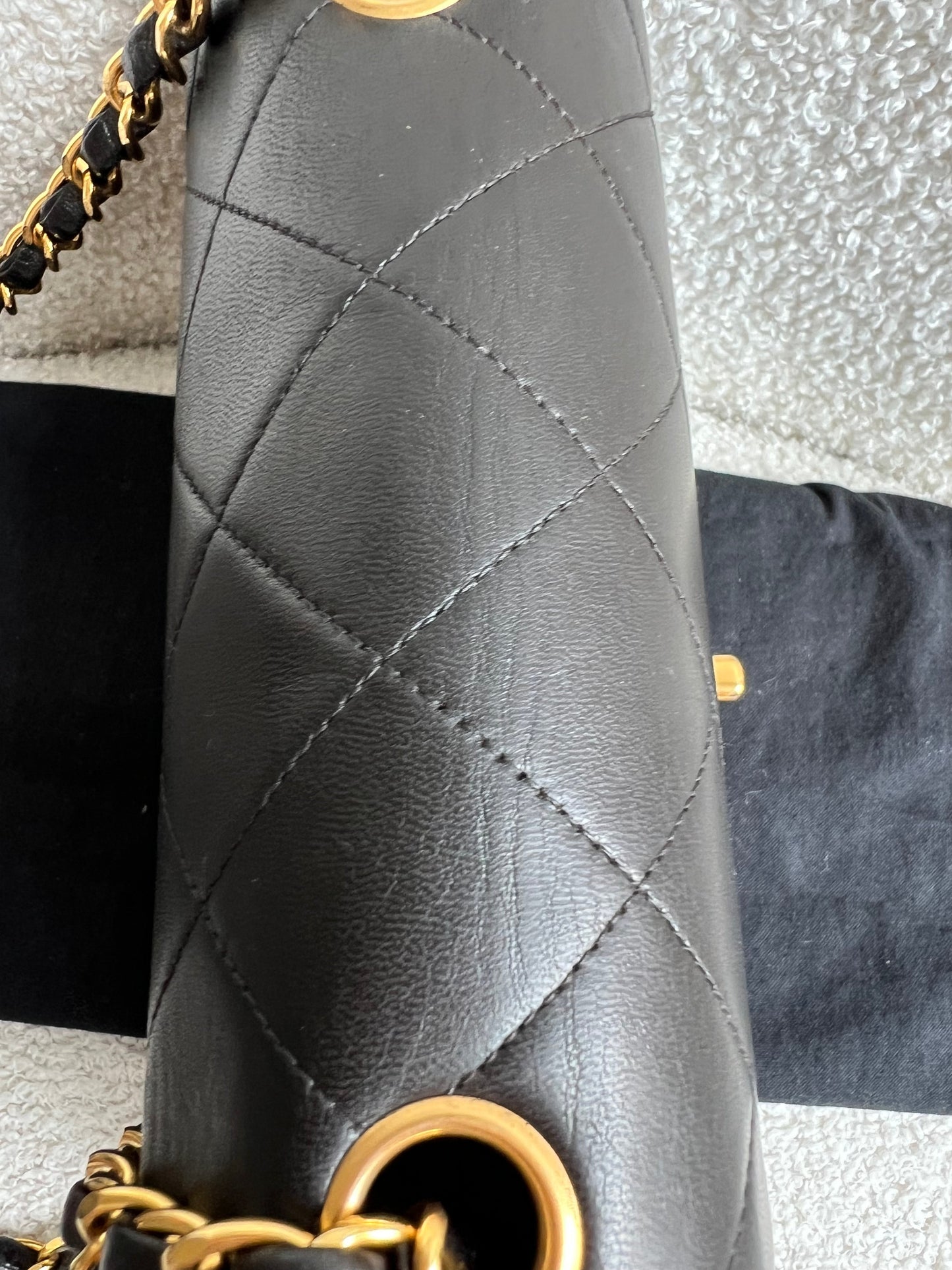 Chanel Vintage Diana Flap Bag in Black Lambskin with 24k Hardware