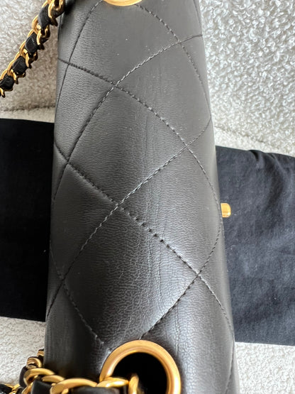 Chanel Vintage Diana Flap Bag in Black Lambskin with 24k Hardware