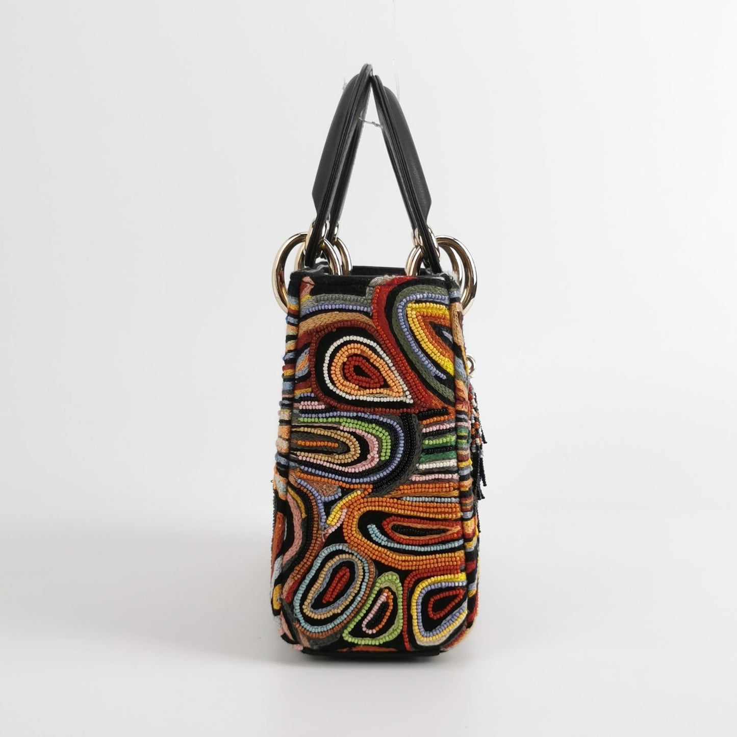 Lady Dior Mini Limited Edition Beaded Multicolor Black Leather Handbag 2018