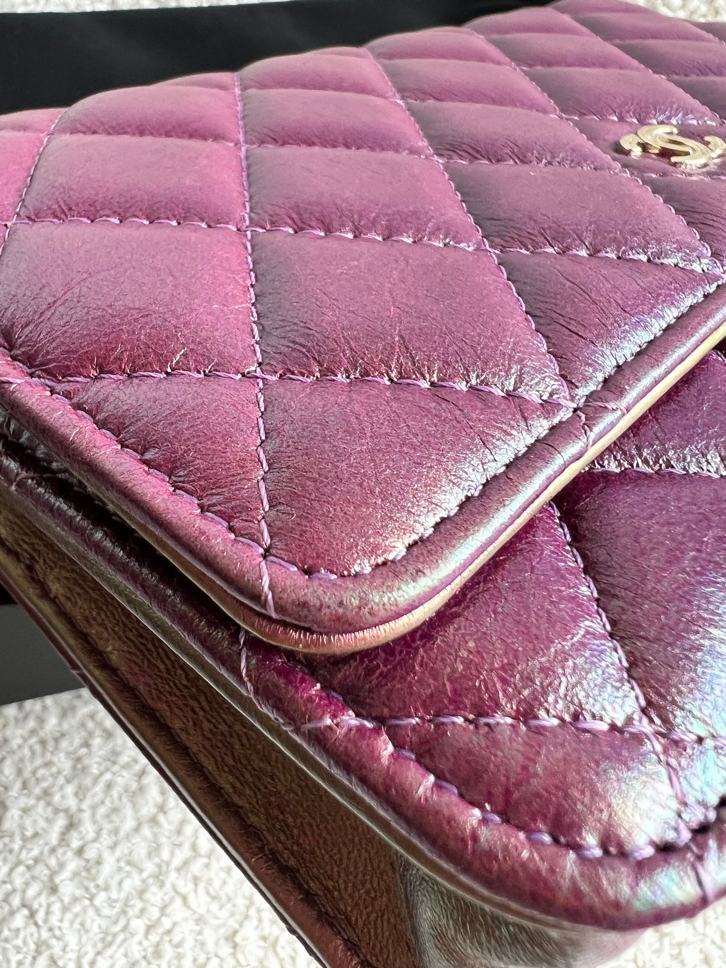 Chanel Iridescent Purple Lambskin Wallet on Chain