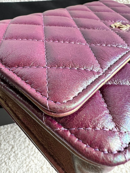 Chanel Iridescent Purple Lambskin Wallet on Chain