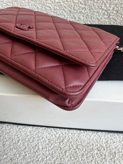 Chanel Burgundy Lambskin Wallet on Chain