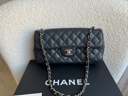 Chanel East West Flap in Black Caviar Silver Hardware