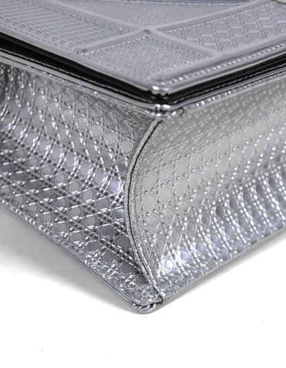 Christian Dior Silver Micro-Cannage Medium Diorama Flap Bag