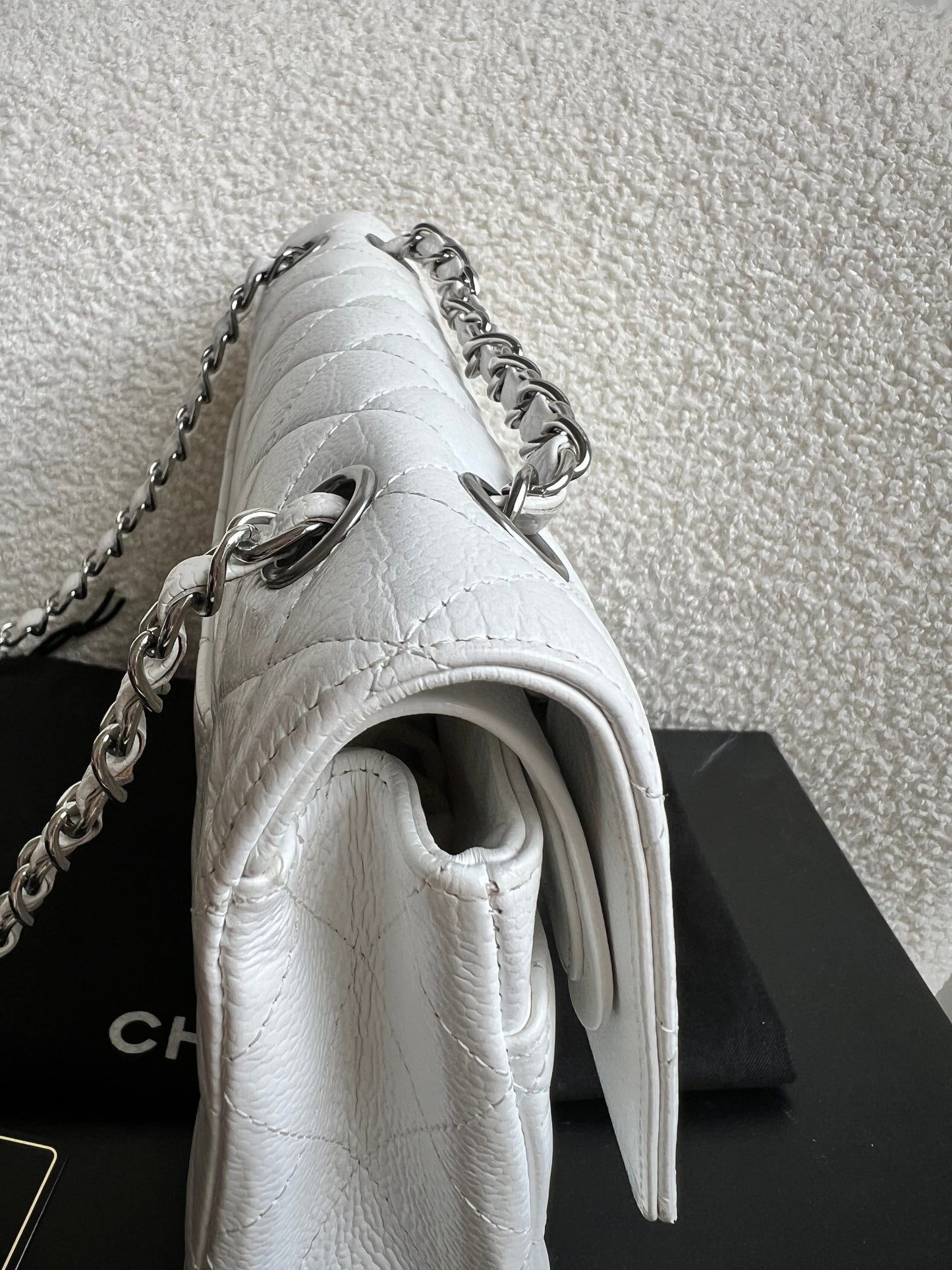 Chanel Medium Classic Flap in White Caviar (RRP £9090)