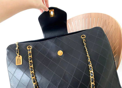 Chanel Quilted Shopper Lambskin Leather Bag