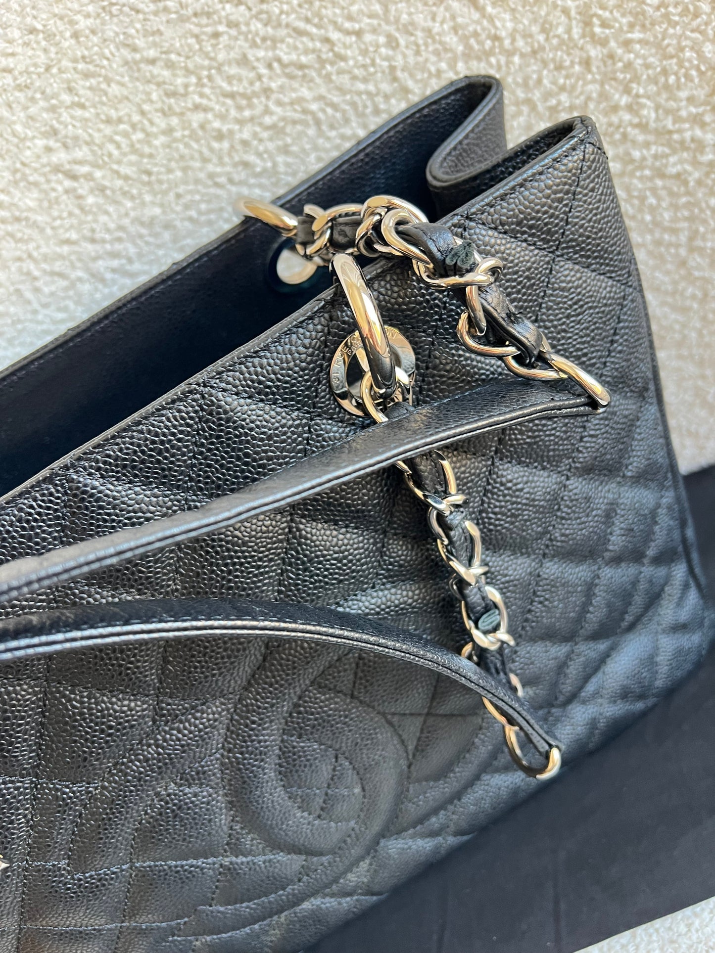 Chanel Black Caviar Grand Shopper Tote (GST) Silver Hardware