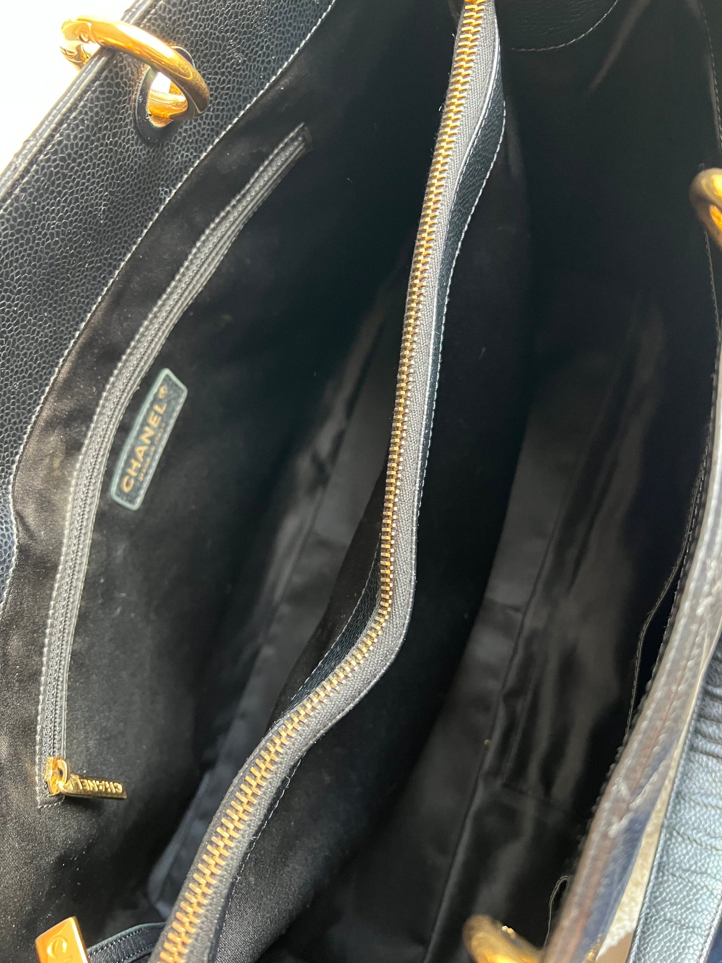Chanel XL Black Caviar Grand Shopper Tote Gold Hardware (GST)