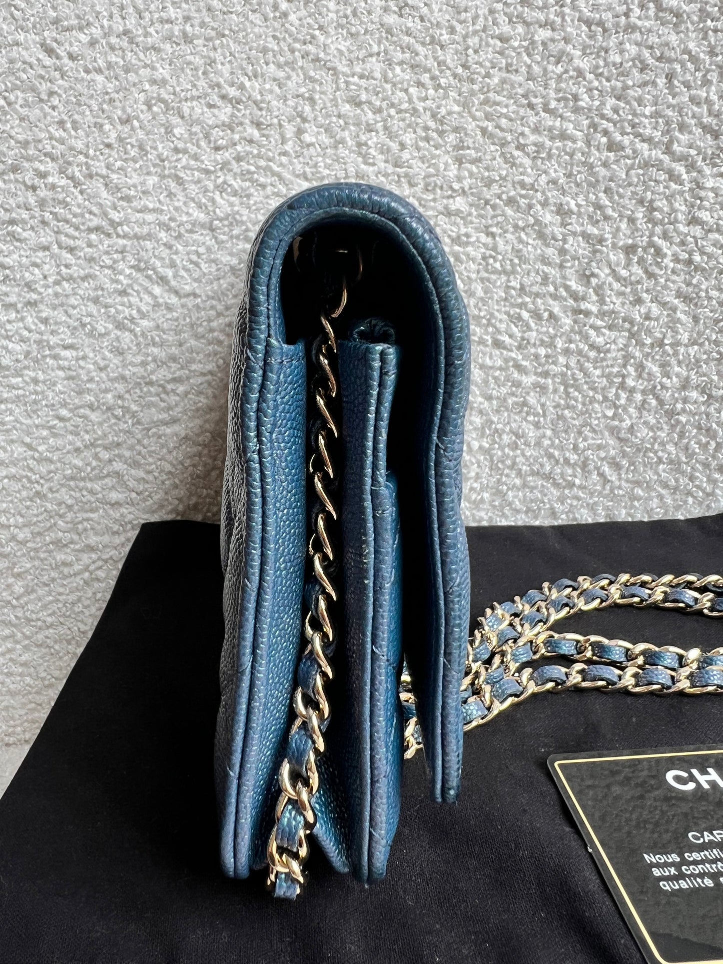 Chanel Iridescent Blue Caviar Wallet on Chain