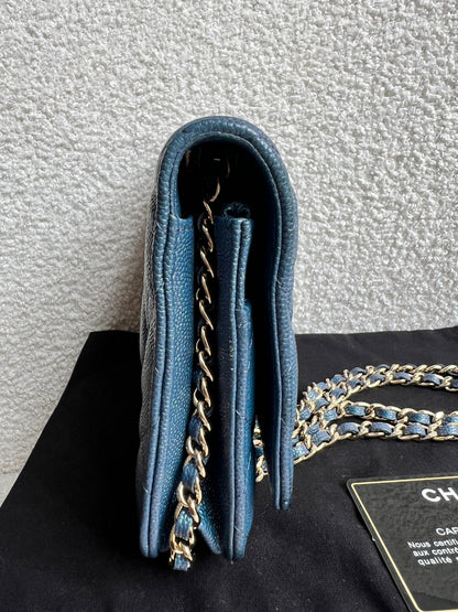 Chanel Iridescent Blue Caviar Wallet on Chain