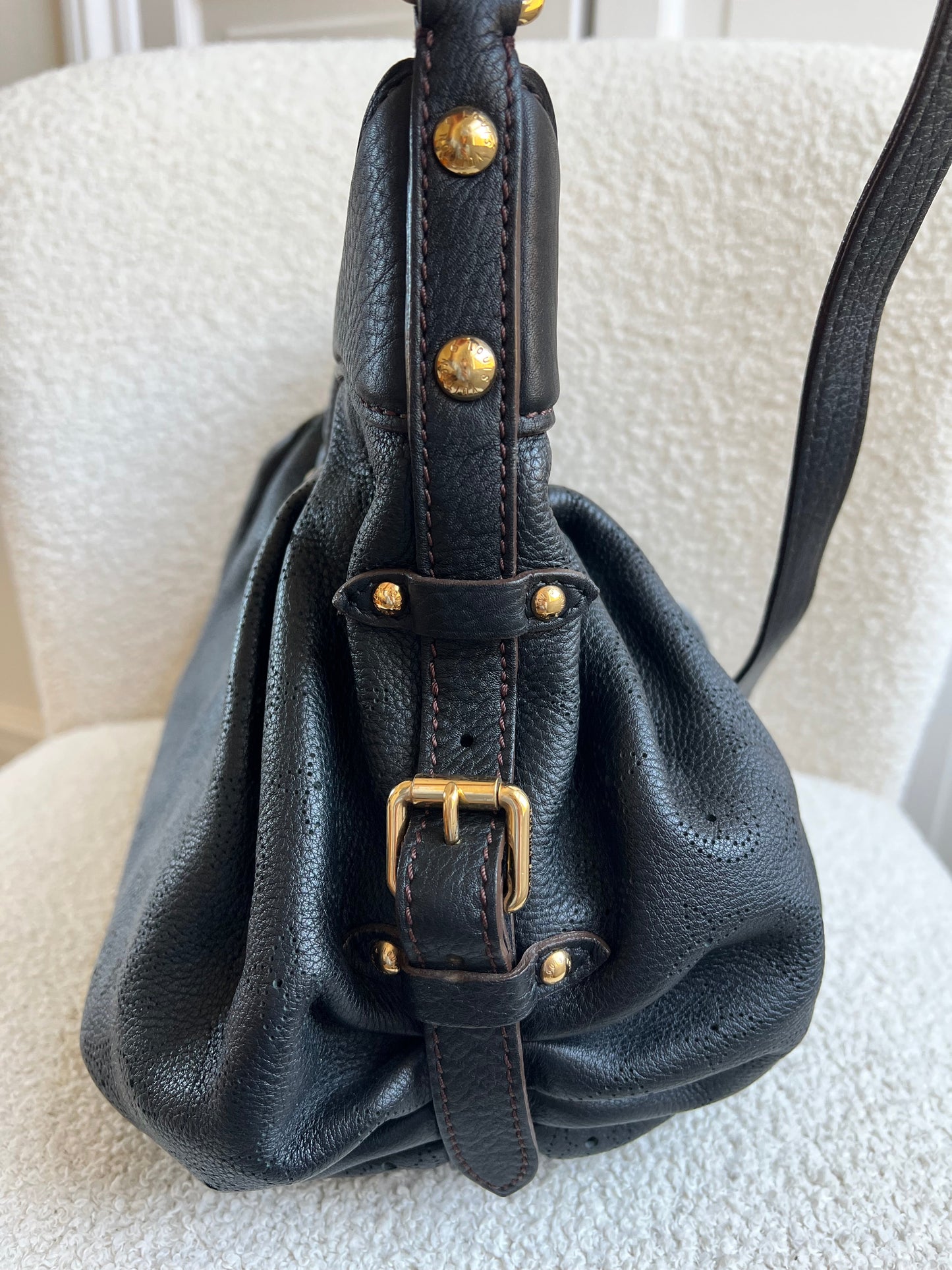 Louis Vuitton Black Monogram Mahina Leather Shoulder Bag