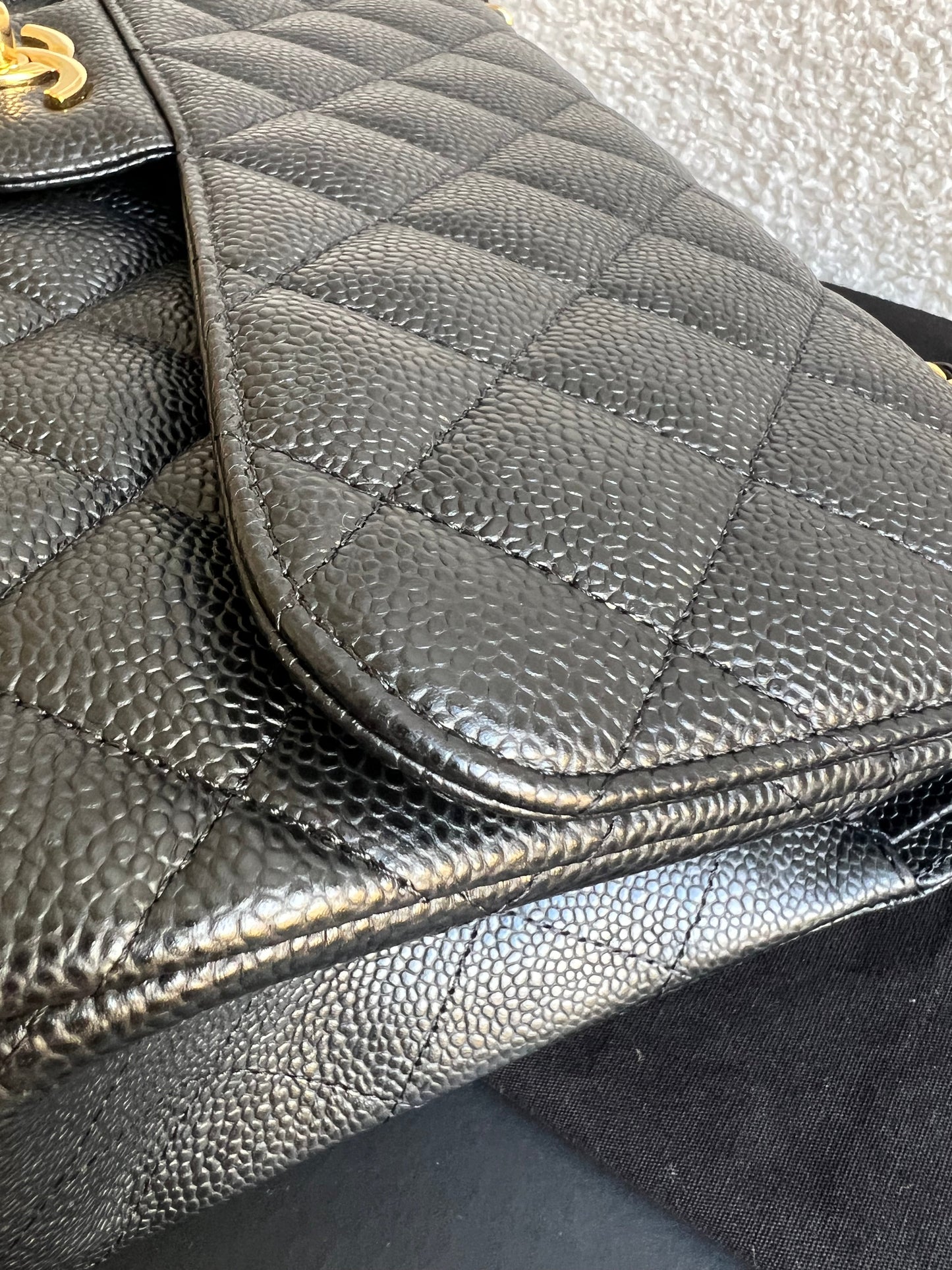 Chanel Jumbo Double Flap in Black Caviar with gold hardware (RRP £9830)