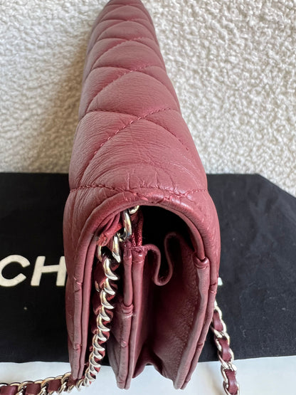 Chanel Burgundy Lambskin Wallet on Chain