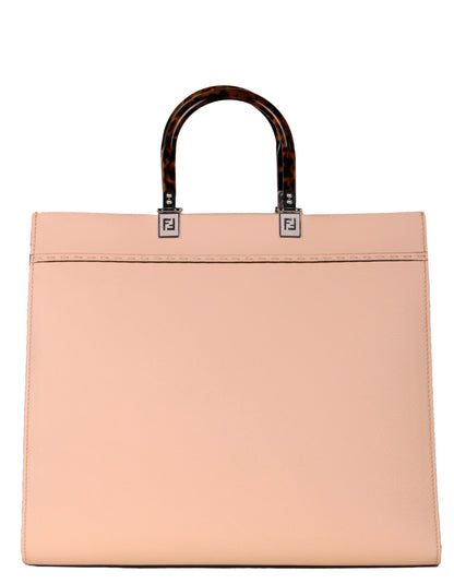 Fendi Light Rose Leather Plexiglass Medium Fendi Sunshine Shopper Tote Bag