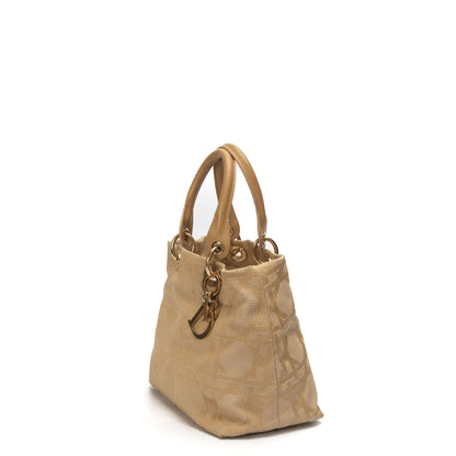 Dior Lady Dior Leather Canvas Tote Bag
