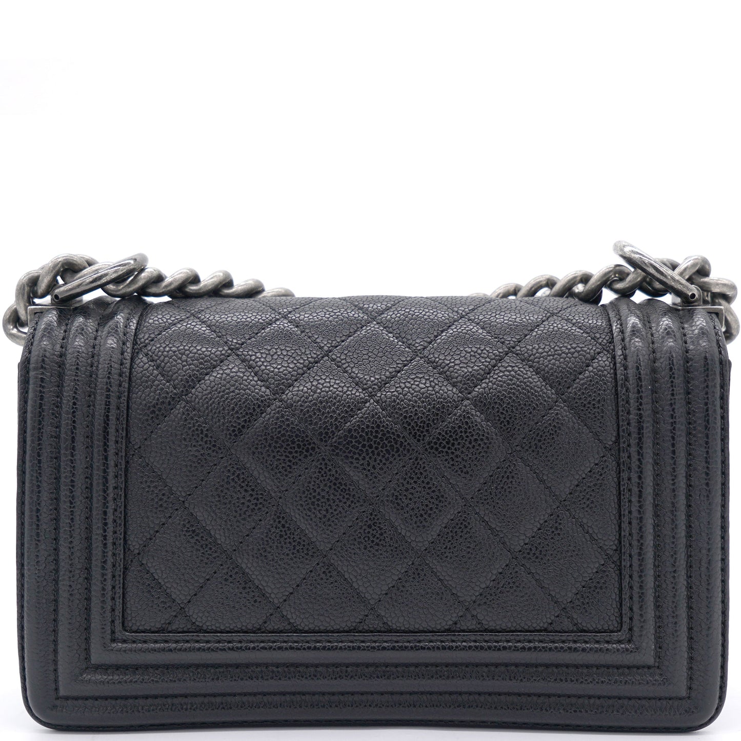 Chanel Black Quilted Caviar Leather Small Boy Flap Bag