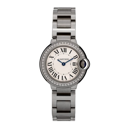 Stainless Steel Diamond Bezel 28mm Ballon Bleu De Cartier Quartz Watch