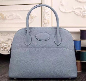 Luxury Hermes Bolide 31Cm Togo Leather Blue Lin Bag