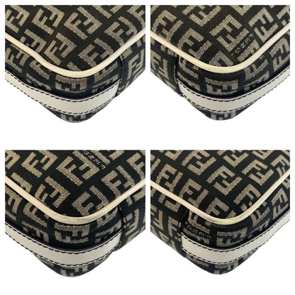 Fendi Zucchino Mamma Canvas Leather Shoulder Bag