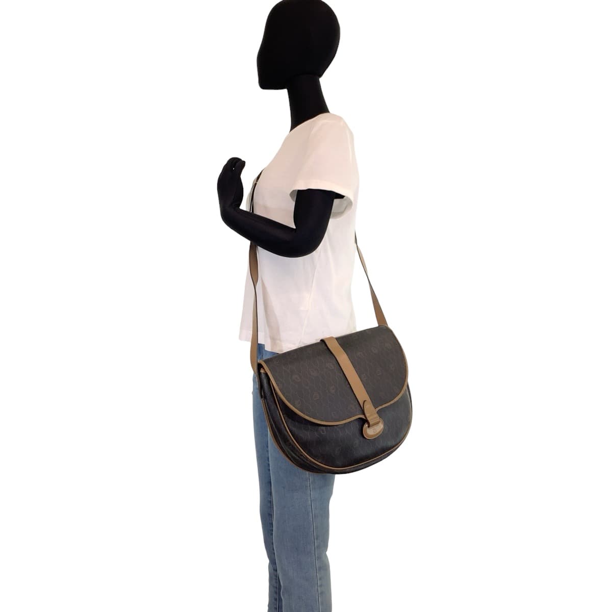 Christian Dior Shoulder Bag leather Brown Shoulder back pochette Honeycomb Pattern Women