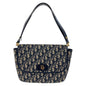 Christian Dior Shoulder Bag canvas Navy Gold Metal Trotter