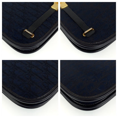 Dior Shoulder Bag canvas Navy Gold Metal Trotter