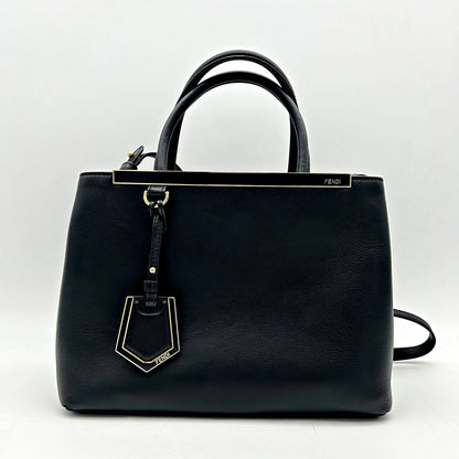 Fendi Black Saffiano Leather Petite Sac 2jours Elite Tote Bag LA15790
