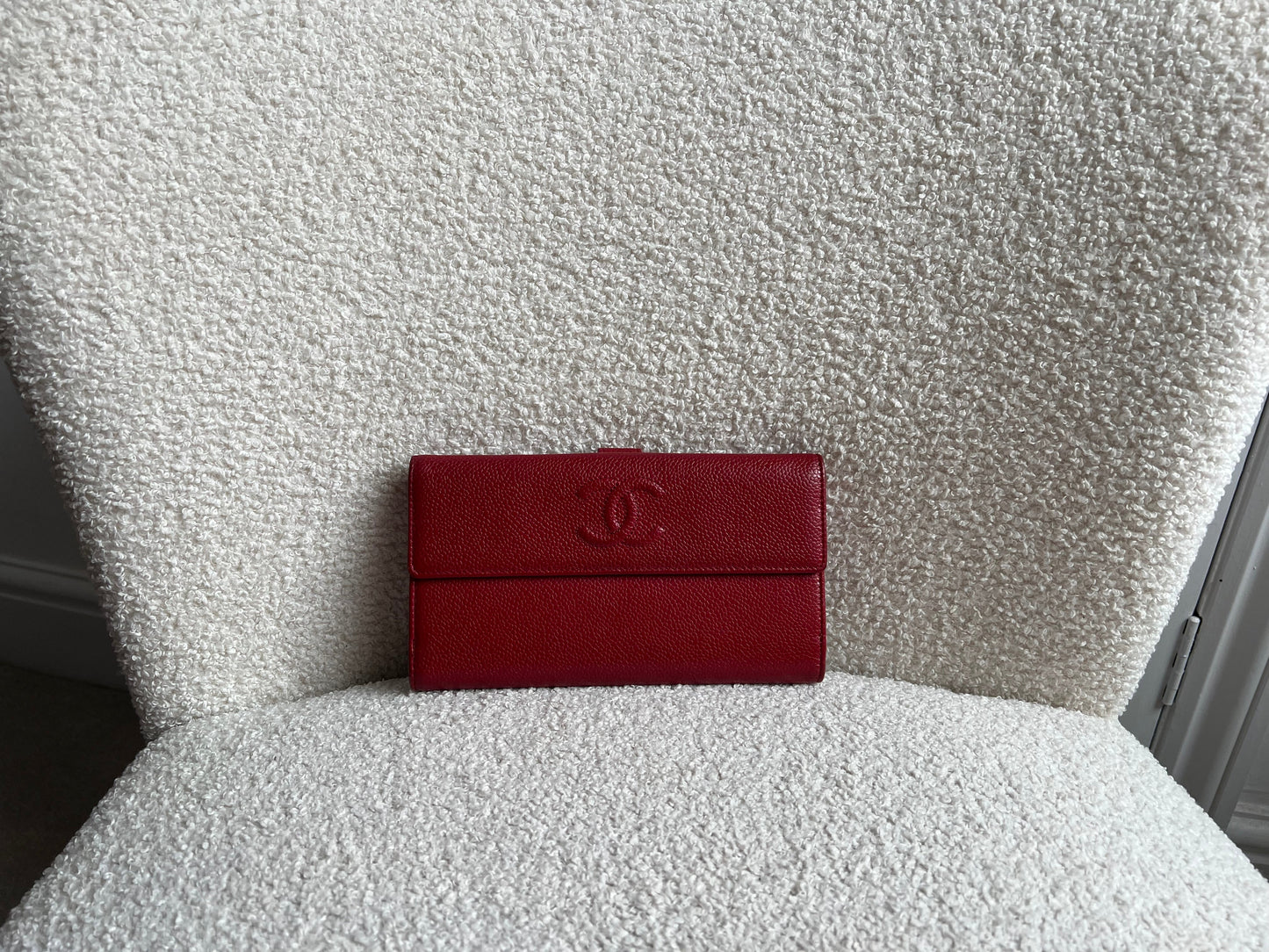 Chanel Red Caviar Timeless Large Flap Wallet