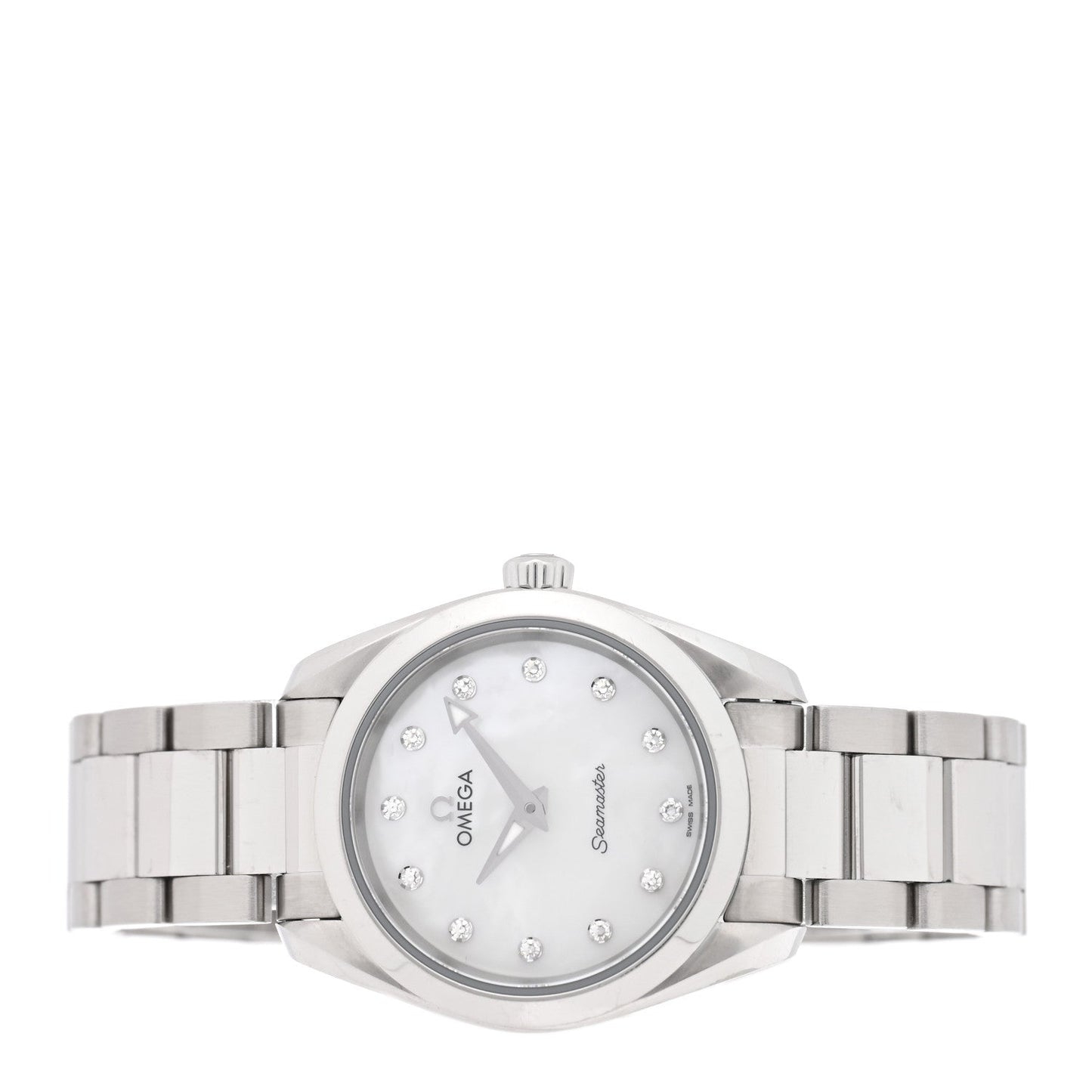 Stainless Steel Diamond Mother of Pearl 28mm Seamaster Aqua Terra Quartz Watch 220.10.28.60.55.001