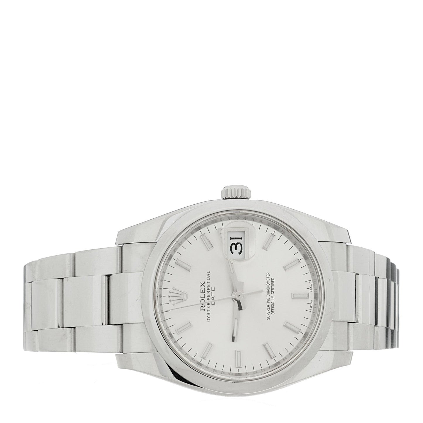 Stainless Steel 34mm Oyster Perpertual Date Watch Silver 115200