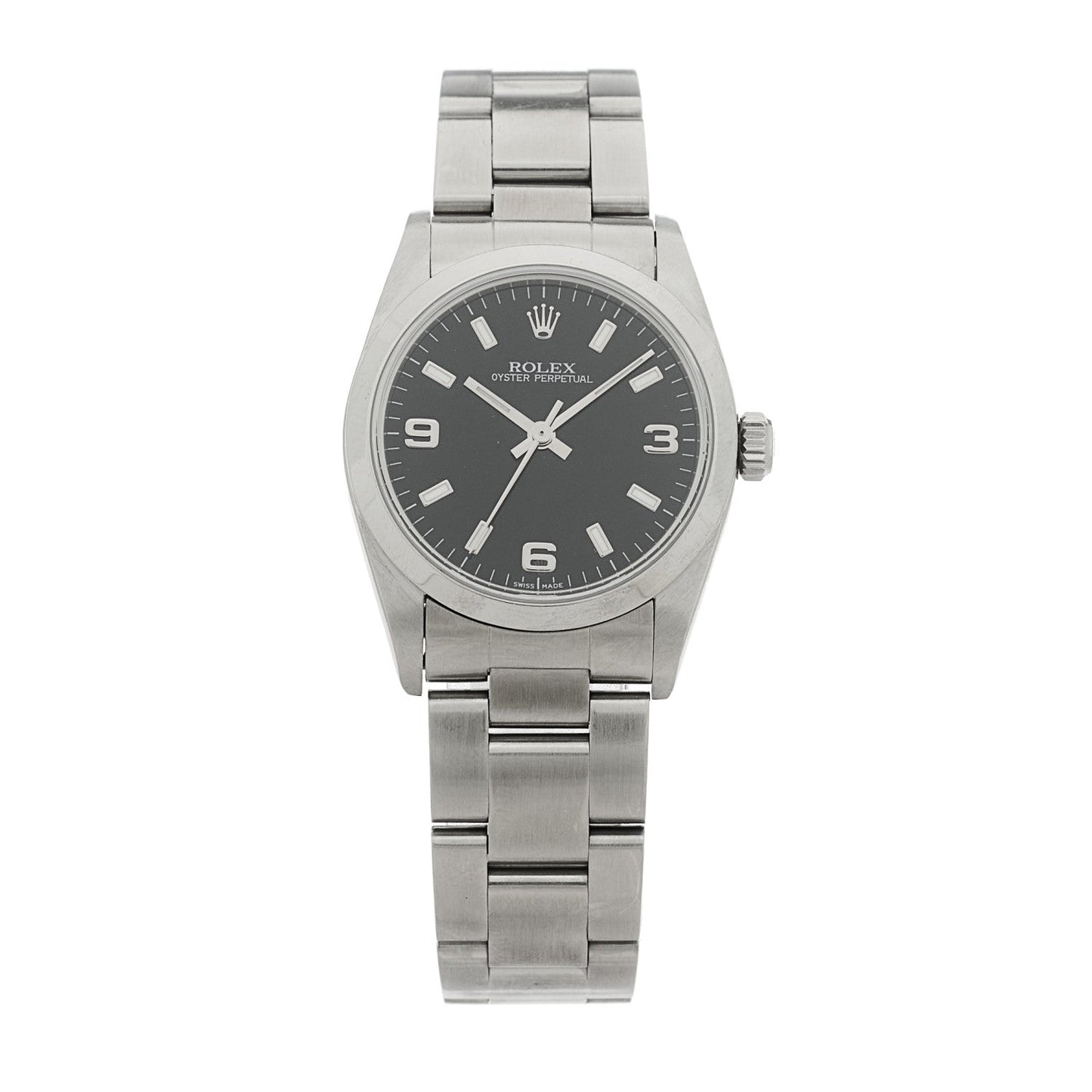 Stainless Steel 31mm Oyster Perpetual Watch Black 77080
