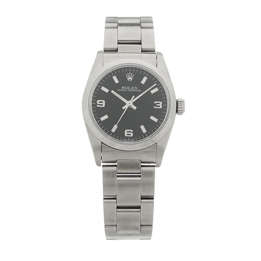 Stainless Steel 31mm Oyster Perpetual Watch Black 77080