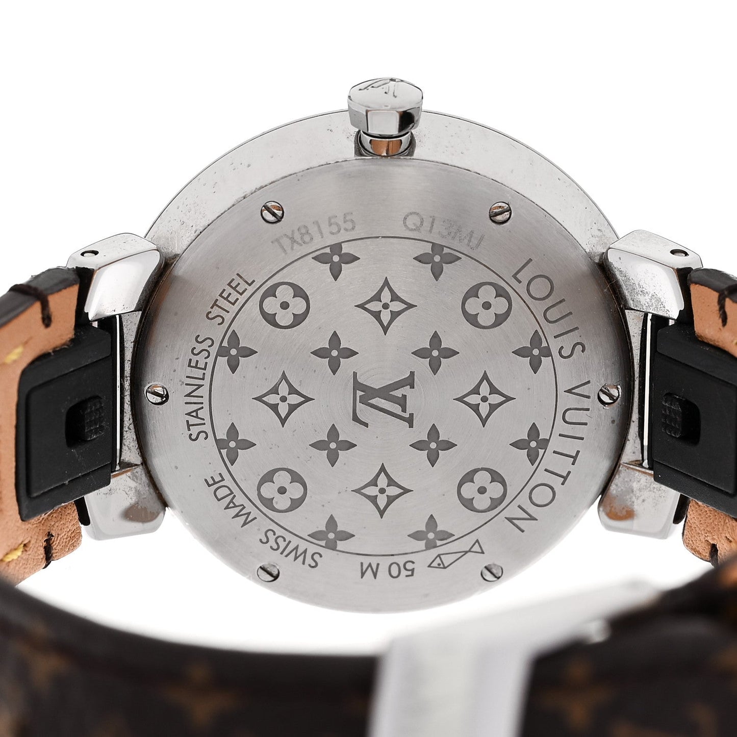 Stainless Steel Monogram Diamond 33mm Tambour Slim Quartz Watch