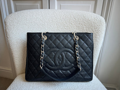Chanel Black Caviar Grand Shopper Tote (GST) Silver Hardware