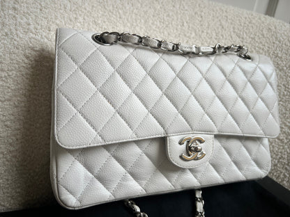 Chanel Medium Classic Flap in White Caviar (RRP £9090)