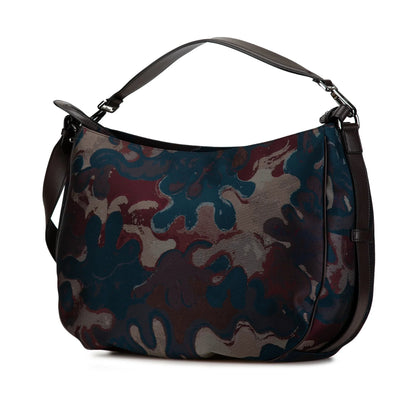 Brown Dior Peter Doig Denim Camouflage Soft Saddle Bag Satchel