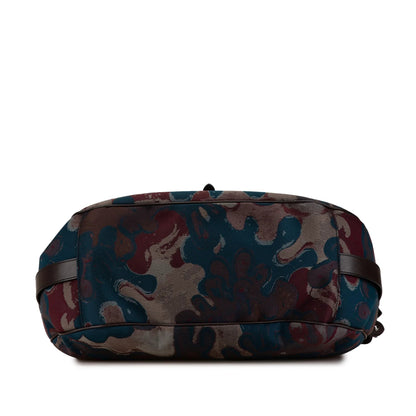 Brown Dior Peter Doig Denim Camouflage Soft Saddle Bag Satchel