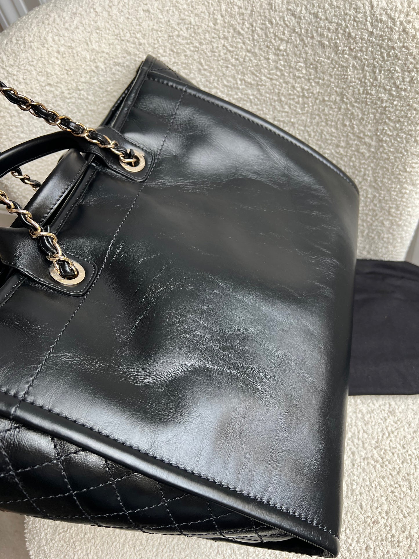 Chanel Deauville Tote in Black Glazed Calfskin and Monochrome Boucle Tweed (RRP £5800)