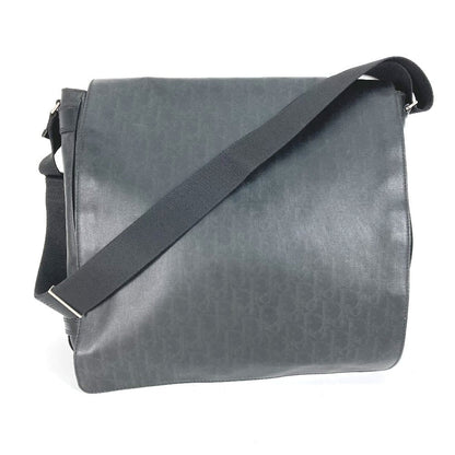 DIOR HOMME Shoulder Bag PVC black Crossbody flap Trotter Oblique logo mens
