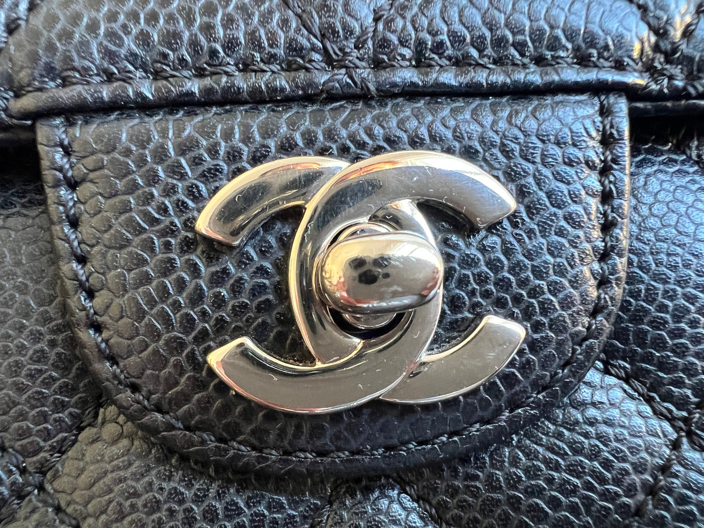 Chanel East West Flap in Black Caviar Silver Hardware