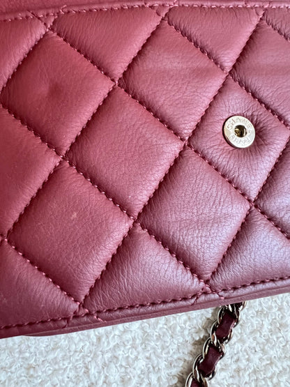 Chanel Burgundy Lambskin Wallet on Chain