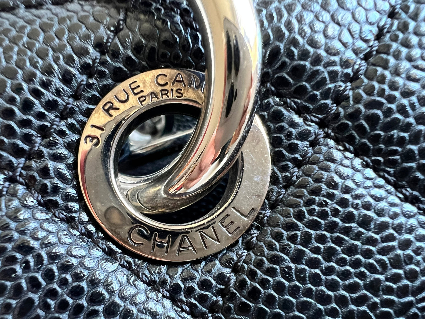 Chanel Black Caviar Grand Shopper Tote (GST) Silver Hardware