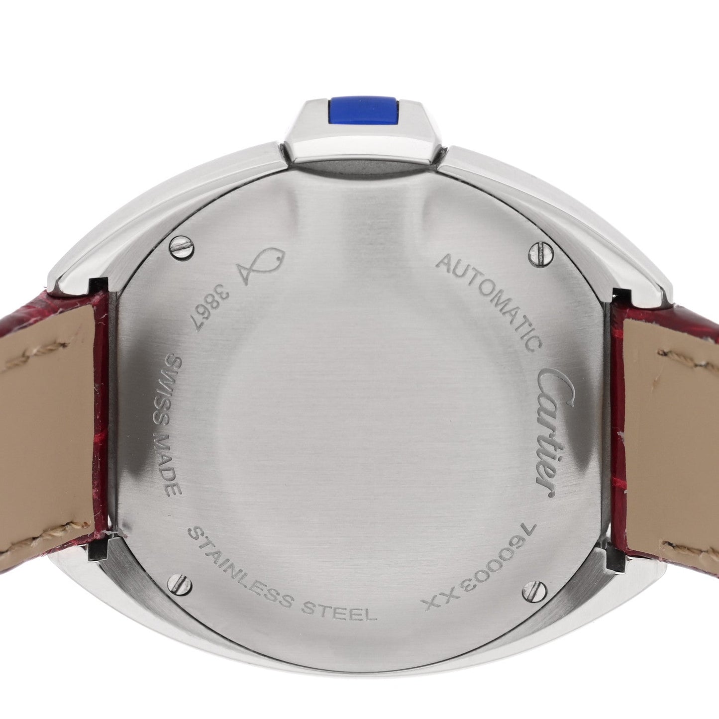 Stainless Steel Alligator 31mm Cle De Cartier Automatic Watch Burgundy
