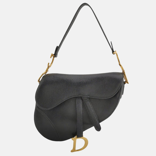 Dior Saddle 2020 Medium Goatskin Leather Bag Black