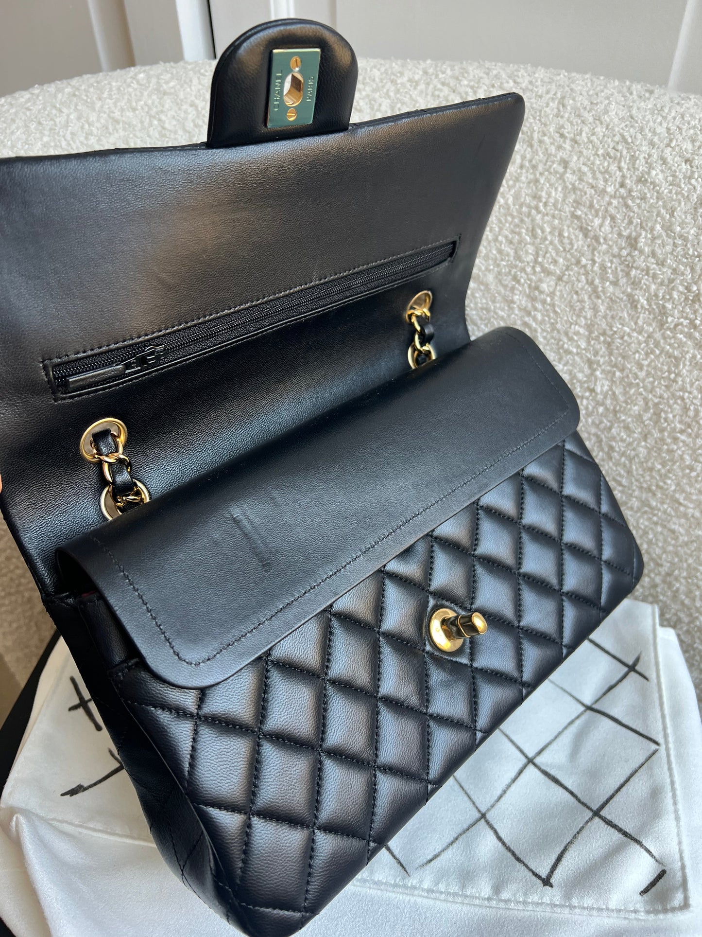 Chanel Medium Classic Flap in Black Lambskin Gold hardware (RRP £9090)