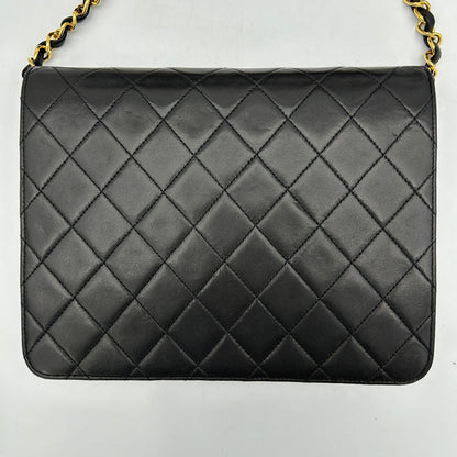 Chanel Black Lambskin Pushlock Small Half Flap Shoulder Bag 1996-1997