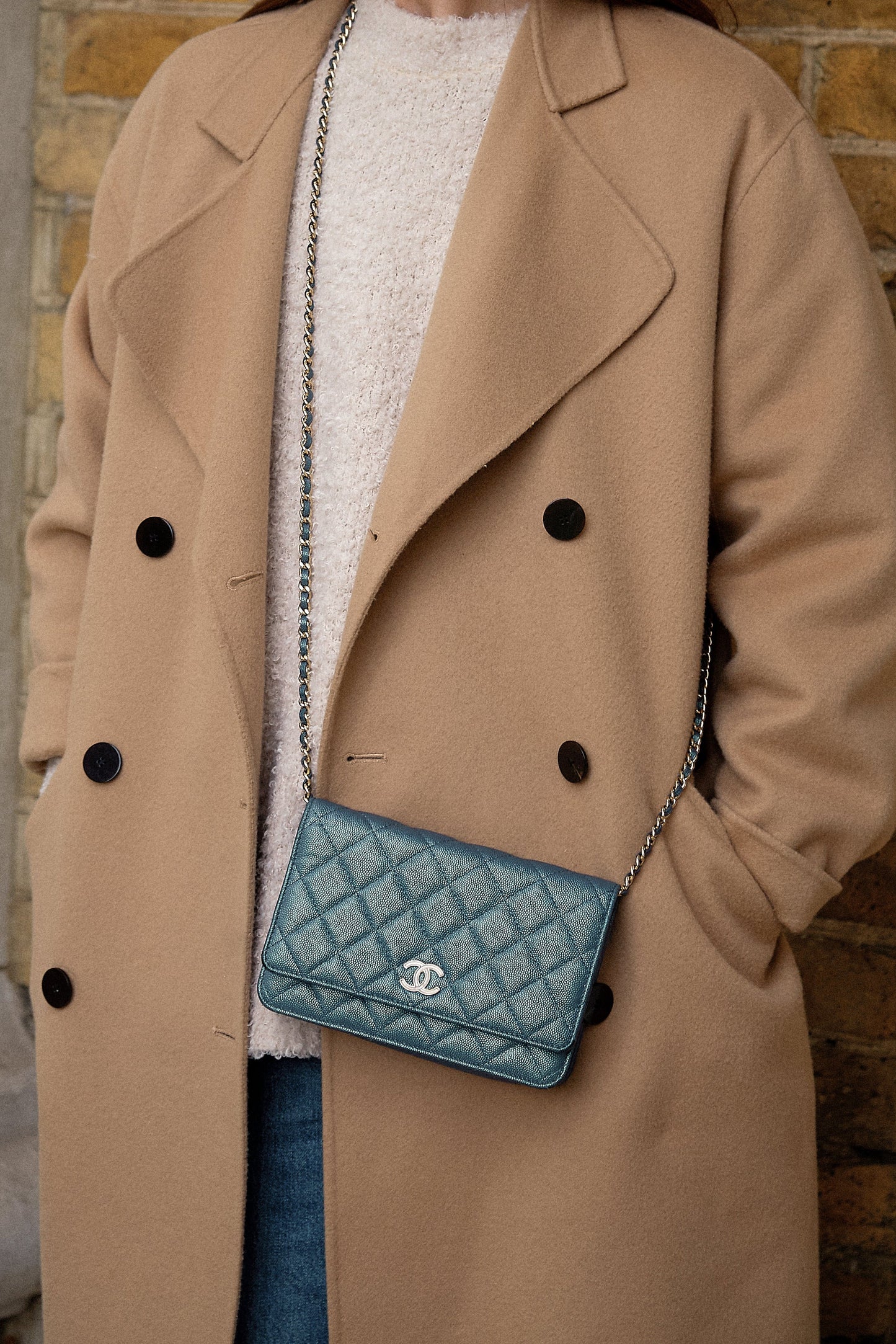 Chanel Iridescent Blue Caviar Wallet on Chain
