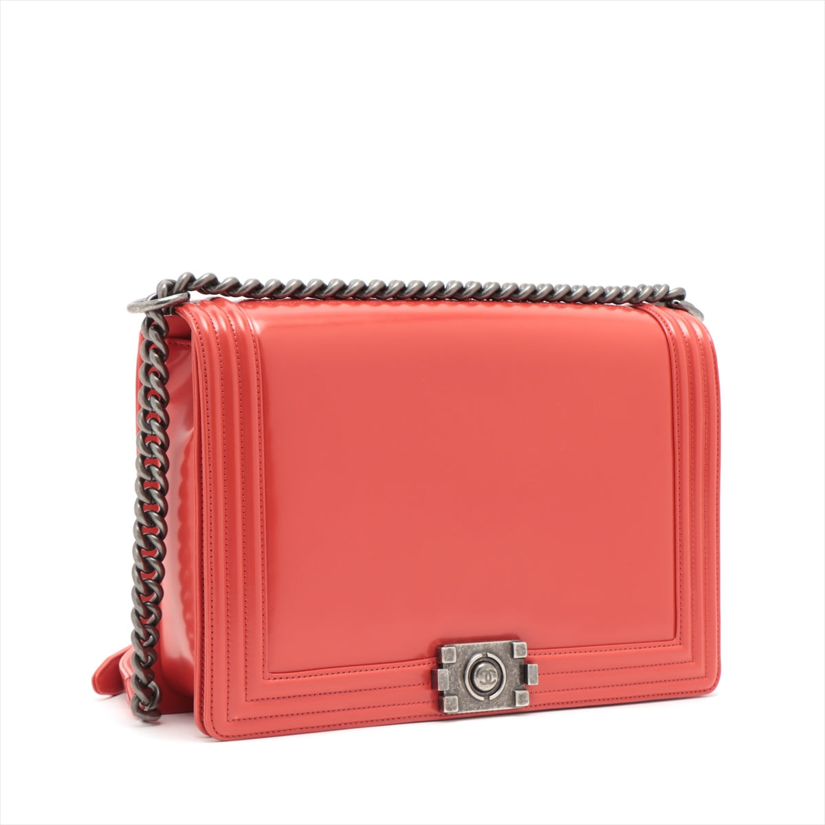 Chanel Boy Leather Red Gold Silver Chain Shoulder Bag Style