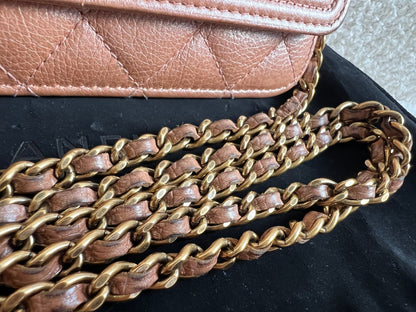 Chanel Dark Beige Quilted Caviar Boy Wallet on Chain